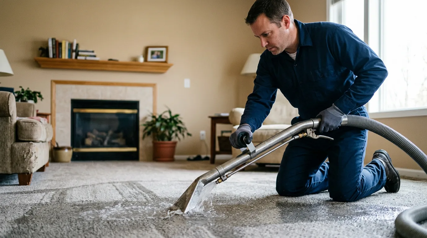 Water damage restoration technician working near Sandstone, WV